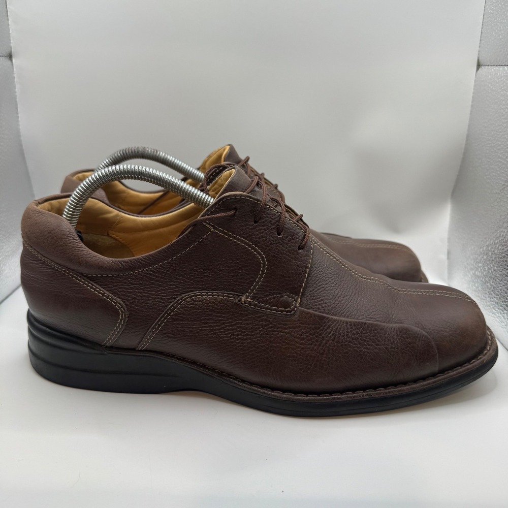 Johnston & Murphy 9.5 Oxford Mens Brown Leather Contrast Stitch Dress Shoes